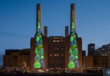 sapins noel dessines ipad illuminent centrale electrique battersea