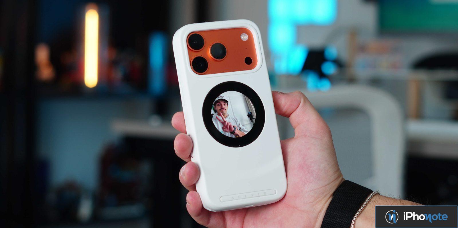 etui iphone innovant ecran tactile arriere selfies stockage extensible