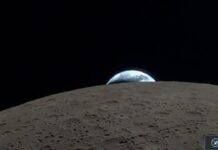 incroyable video iphone pro max montre terre couchant derriere lune