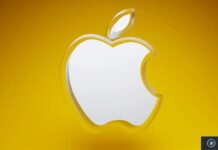 Apple peut désormais expédier plus facilement des puces IA vers les Émirats arabes unis Logo Apple sur fond jaune