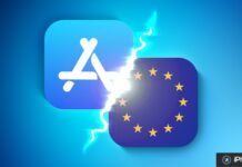 Apple déboutée en Europe sur le statut de gatekeeper de l’App Store et d’iOS Icône de l’App Store face au drapeau de l’Union européenne