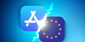 Icône de l’App Store face au drapeau de l’Union européenne