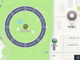 Carte montrant Apple Park et le bâtiment Forge 1