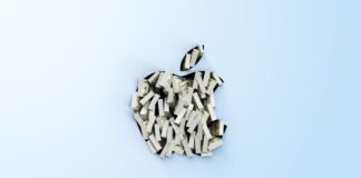 Logo Apple rempli de liasses de billets