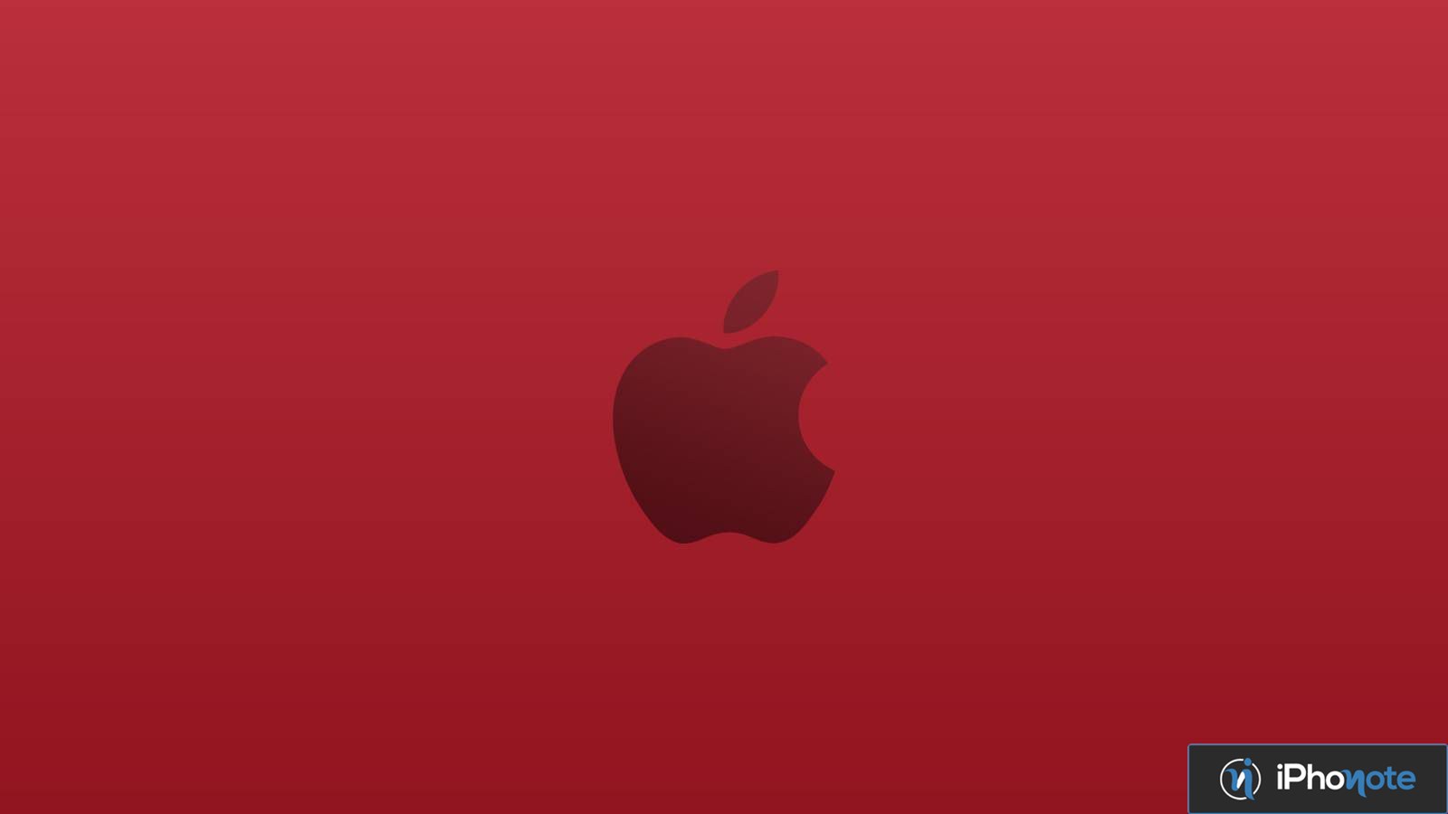 Logo Apple sur fond rouge uni