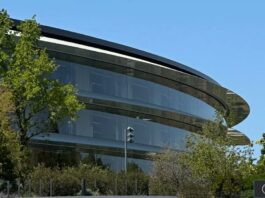 Affaire antitrust: Apple obtient l’accès à des documents de 14 agences fédérales Siège d’Apple en verre vu de l’extérieur