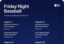 Affiche du calendrier des matchs Friday Night Baseball en août