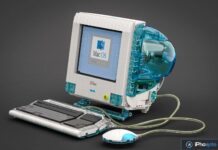 Maquette LEGO d’un iMac G3 avec clavier et souris
