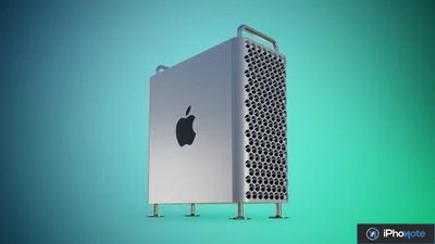 Rendu d’un Mac Pro Apple compact sur fond dégradé