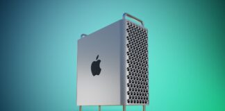 Rendu d’un Mac Pro Apple sur fond dégradé