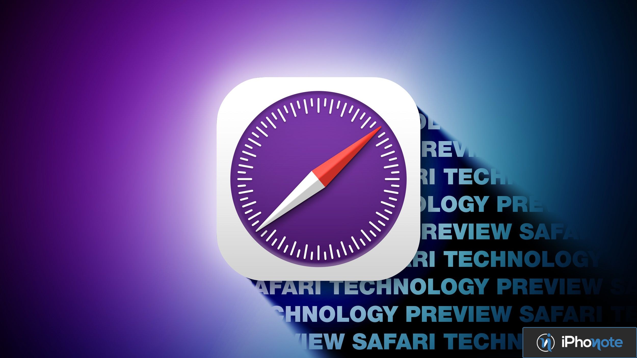 Icône Safari Technology Preview sur fond dégradé violet et bleu