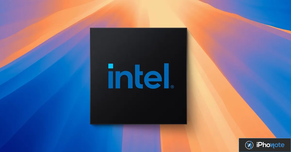 Logo Intel sur fond graphique coloré