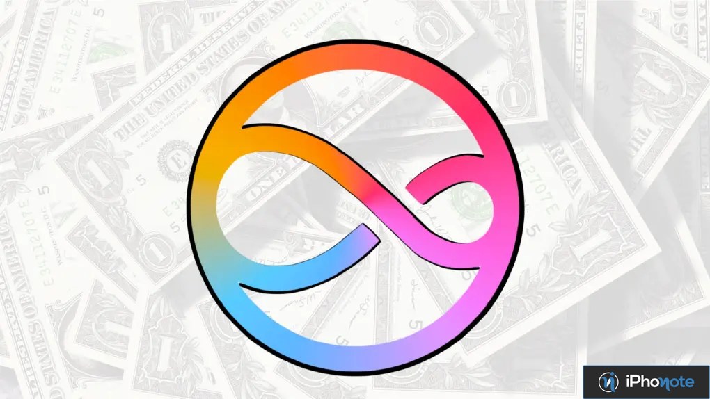 Logo coloré de Siri sur fond de billets