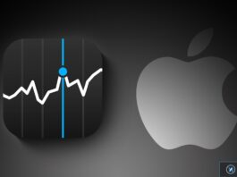 Icônes Apple et graphique de cours en hausse