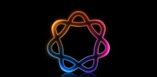 Logo Apple Intelligence multicolore sur fond noir