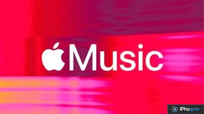 Logo Apple Music sur fond rose