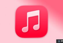 Icône Apple Music sur fond rose