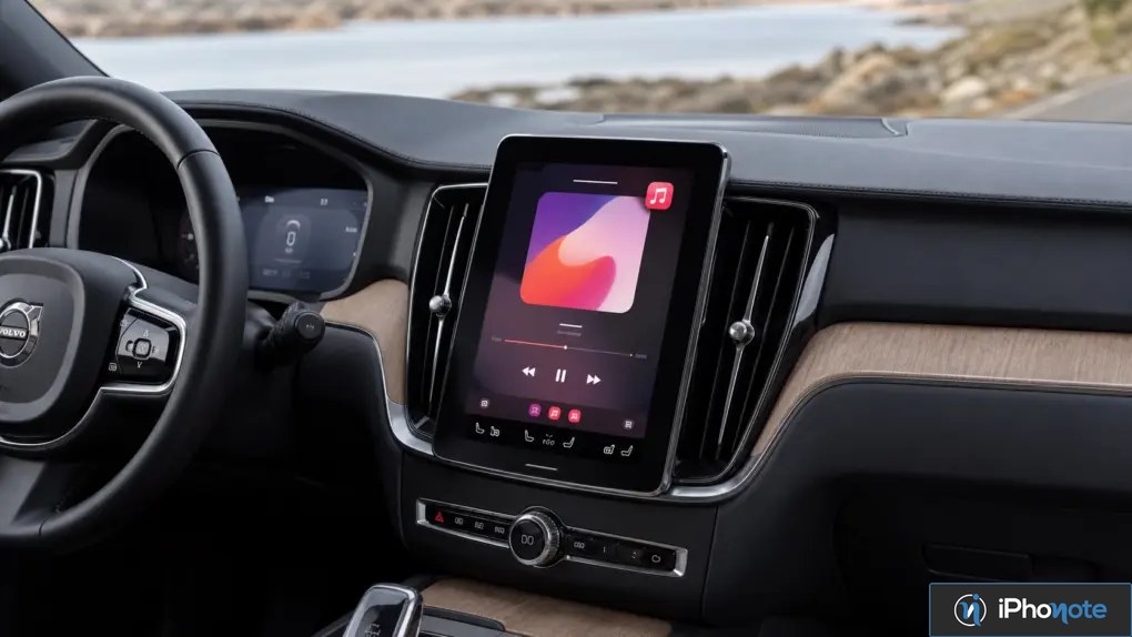 Tableau de bord Volvo affichant Apple Music