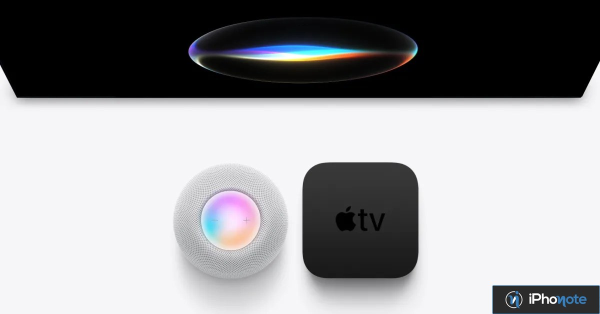 HomePod mini et boîtier Apple TV sur fond clair