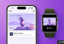 iPhone et Apple Watch affichant un permis de conduire numérique
