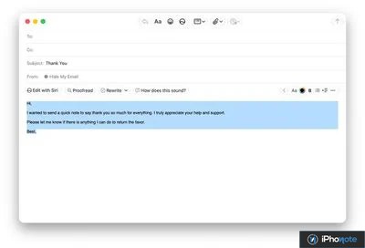 Mail macOS avec brouillon et outils Siri