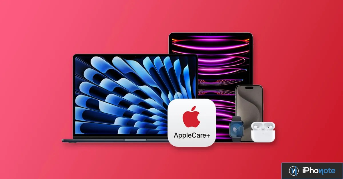 Mac et iPad AppleCare+ sur fond rouge