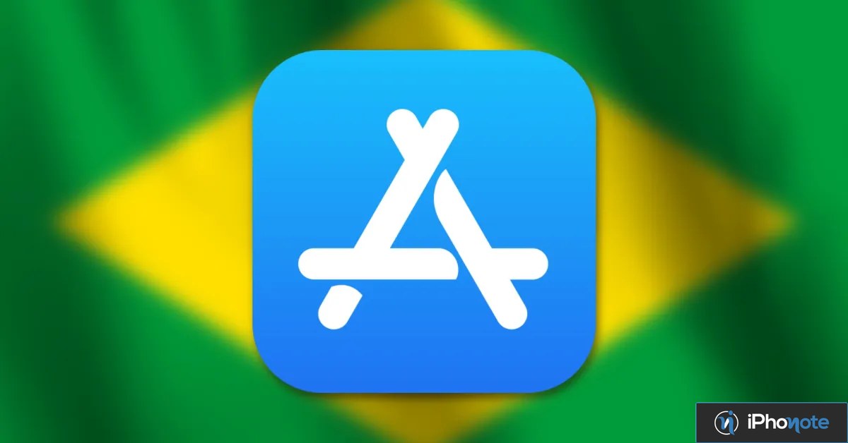 Icône de l’App Store sur fond du drapeau brésilien