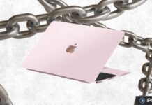 ClickLock sur Mac : ce malware bloque l’écran pour vous soutirer votre mot de passe Ordinateur Mac entravé par de lourdes chaînes métalliques