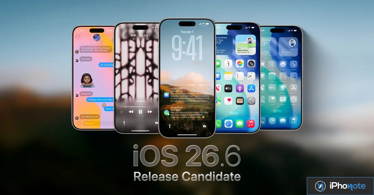 Plusieurs iPhone affichant iOS 26.6 release candidate