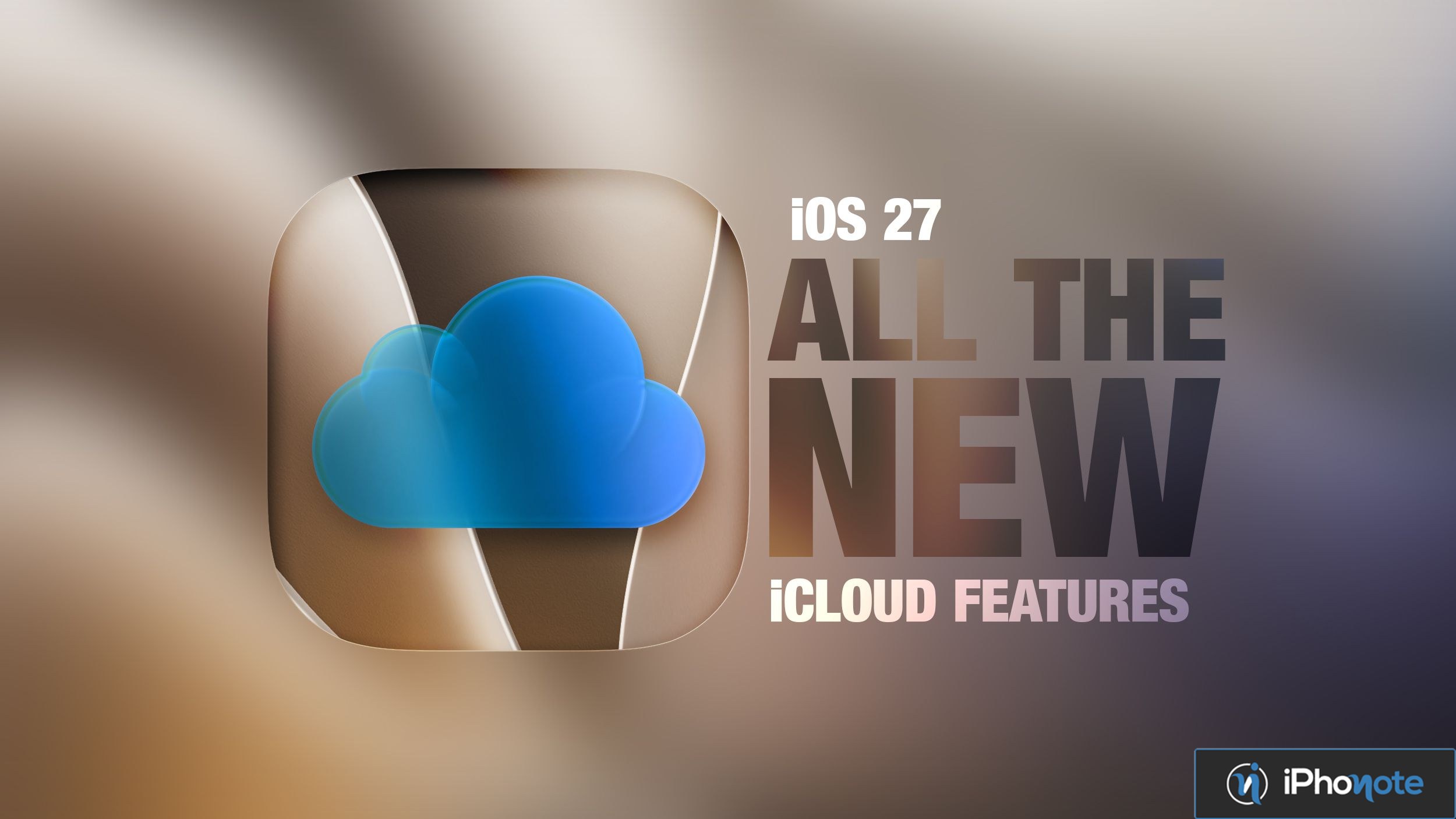 Illustration iOS 27 et icône iCloud sur fond dégradé