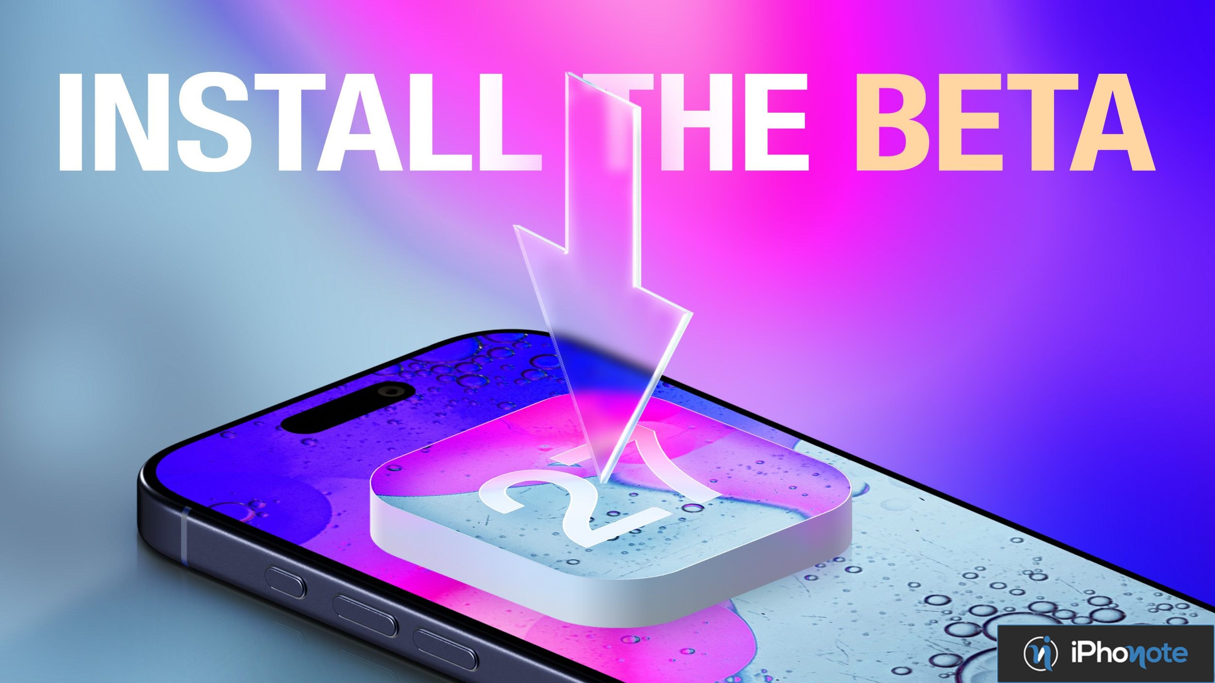 Illustration d’un iPhone avec texte « Install the Beta »