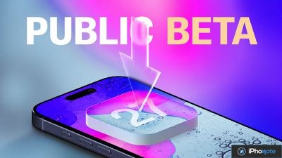 iPhone affichant iOS 27 avec mention beta publique