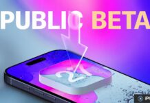 iPhone affichant iOS 27 avec mention beta publique