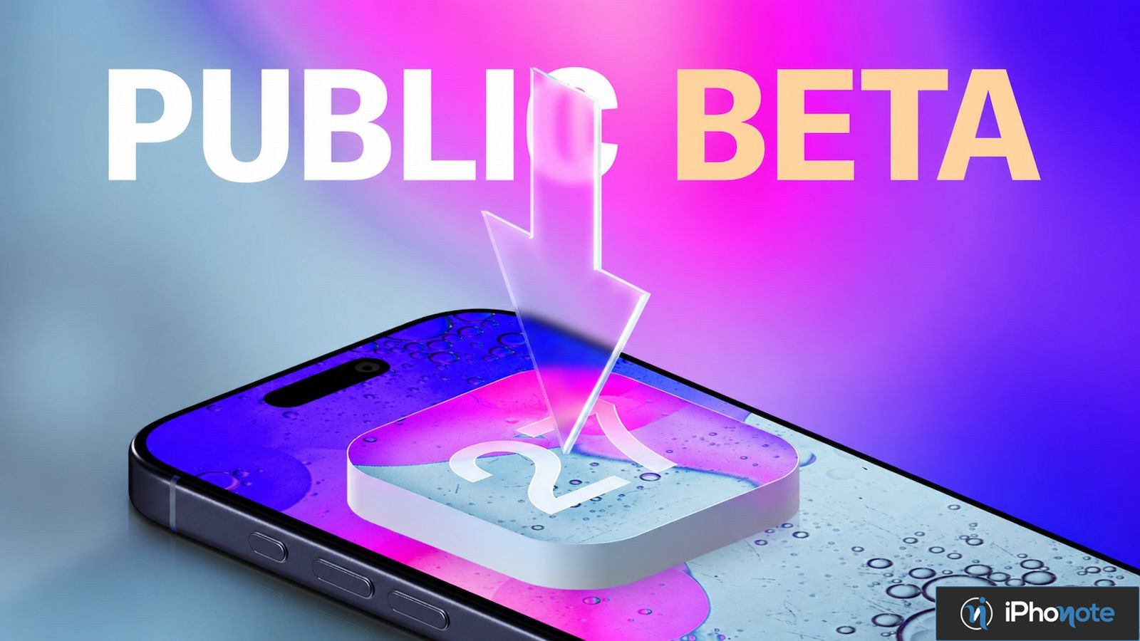 iPhone affichant iOS 27 avec mention beta publique