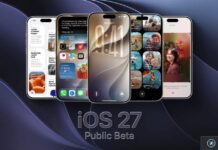 iOS 27 en bêta publique : Siri boosté à l’IA, interface retouchée et iPhone plus réactif Montage d’iPhone présentant iOS 27 public beta