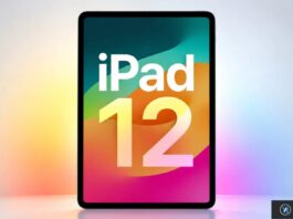 Rendu d’un iPad 12 sur fond coloré