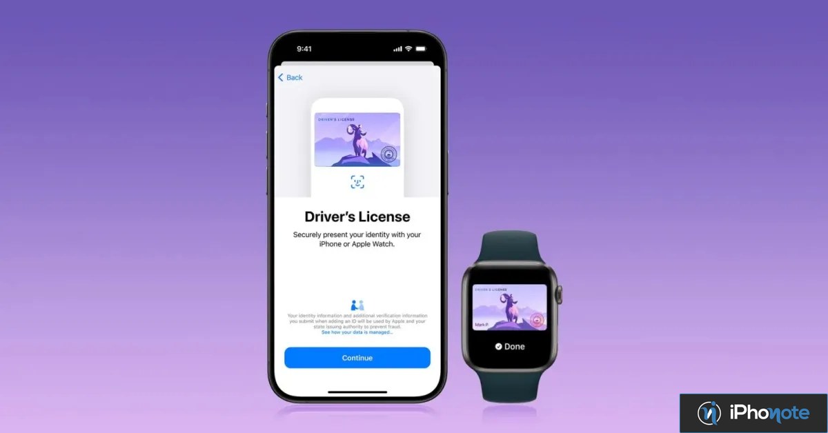 iPhone et Apple Watch affichant un permis de conduire numérique