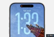 iPhone affichant un fond d’écran 3D animé