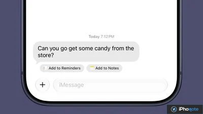 Suggestions contextuelles dans Messages pour ajouter un rappel