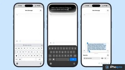 Écrans iPhone montrant l’écriture assistée dans Messages