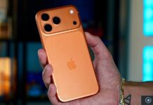 Un iPhone 17 Pro retrouvé sans dommage apparent après une chute d’avion iPhone 17 Pro orange tenu en main, vu de dos