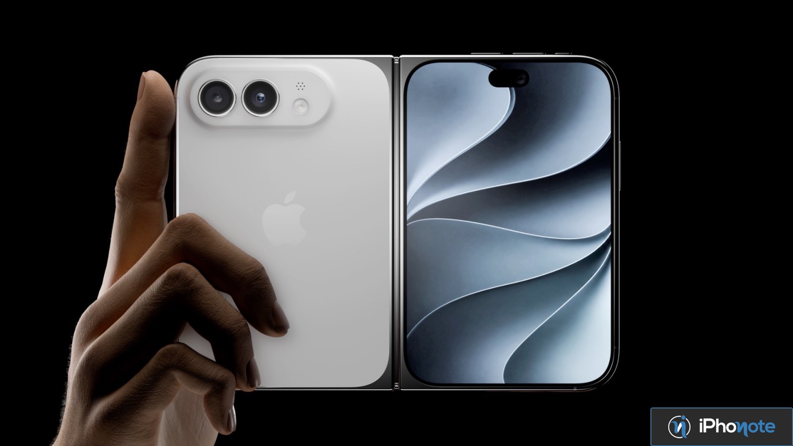 Prototype d’iPhone pliant ouvert avec double écran