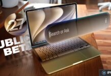 MacBook affichant une interface macOS avec Siri et une recherche vocale