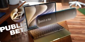 Ordinateur portable Mac avec interface macOS Golden Gate en bêta