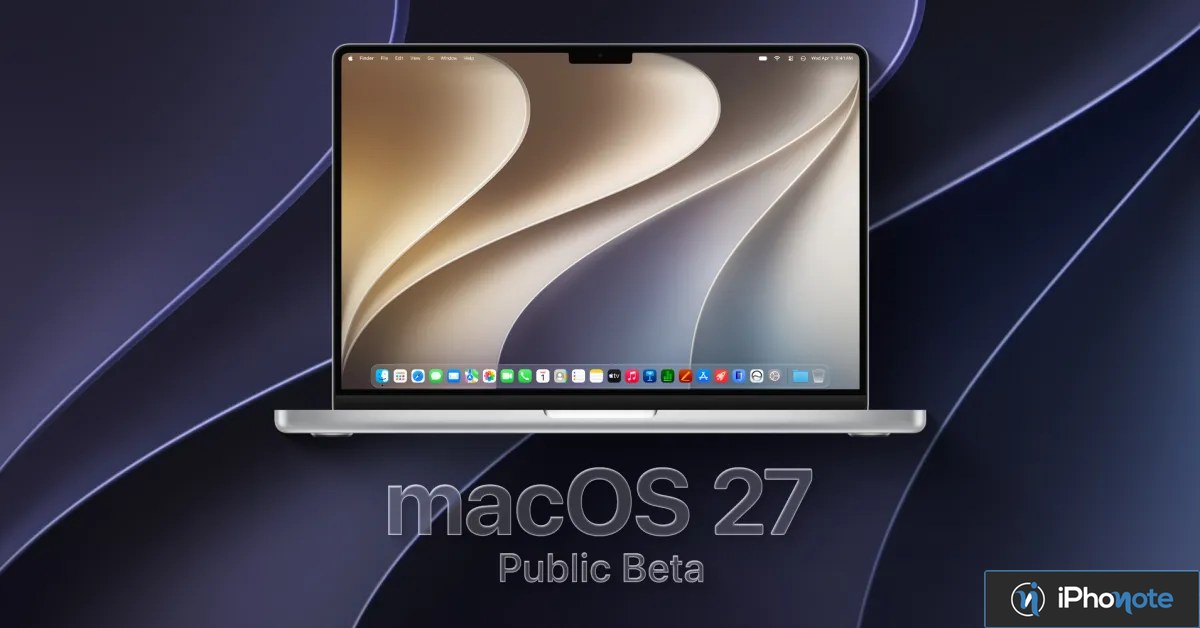 MacBook affichant macOS 27 en version bêta publique