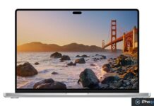 MacBook Pro affichant un fond d’écran paysage