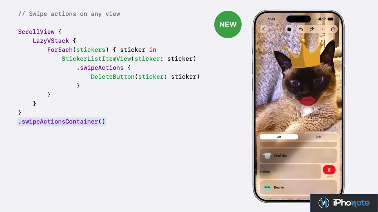 Exemple SwiftUI de gestes de balayage sur iPhone