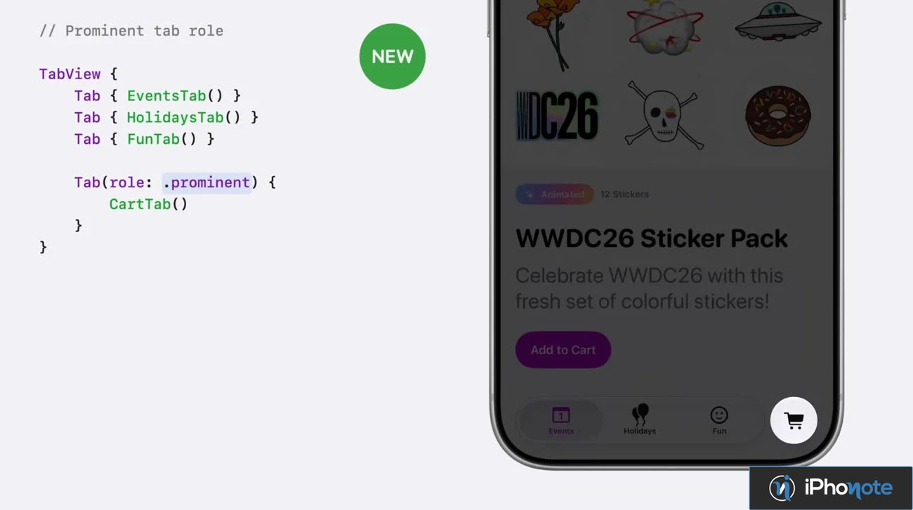 Exemple SwiftUI d’onglets et bouton panier sur iPhone