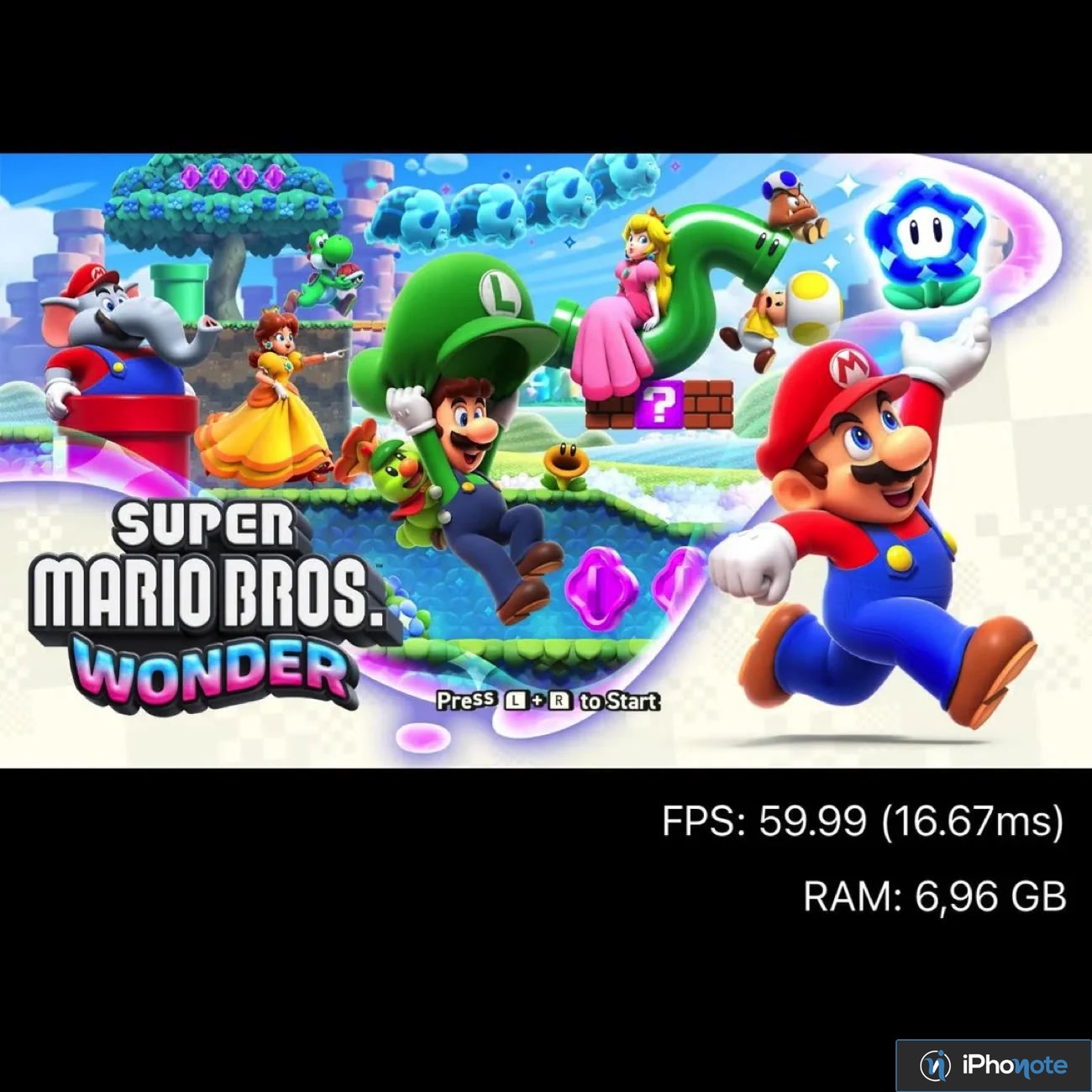 Capture d’écran de Super Mario Bros. Wonder avec FPS