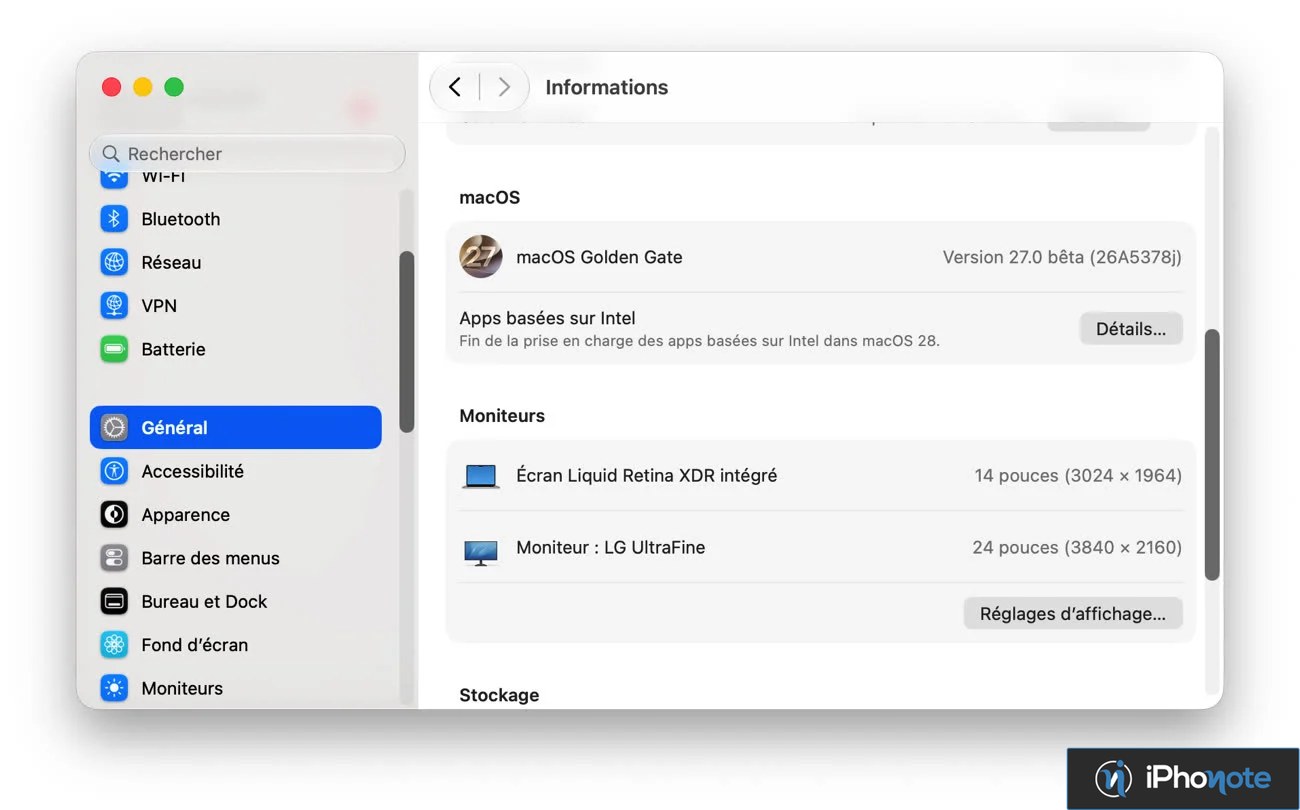 Fenêtre macOS listant les apps Intel prises en charge